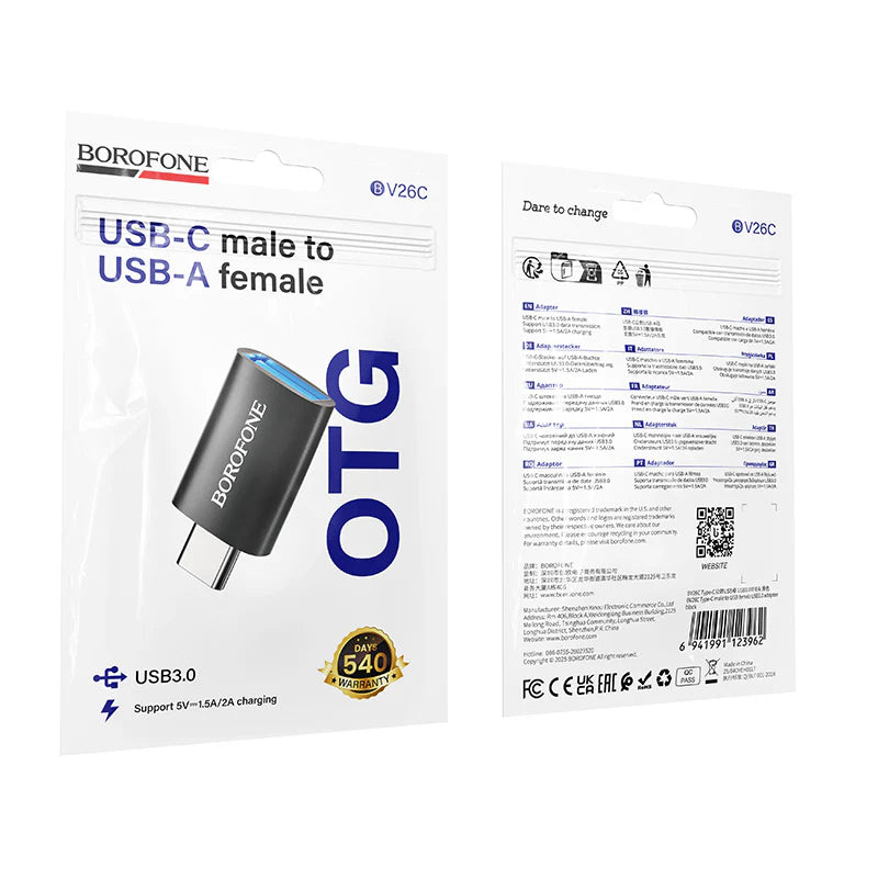 HOCO BOROFONE BV26C Type-C Male to USB-A Female USB3.0 OTG Adapter