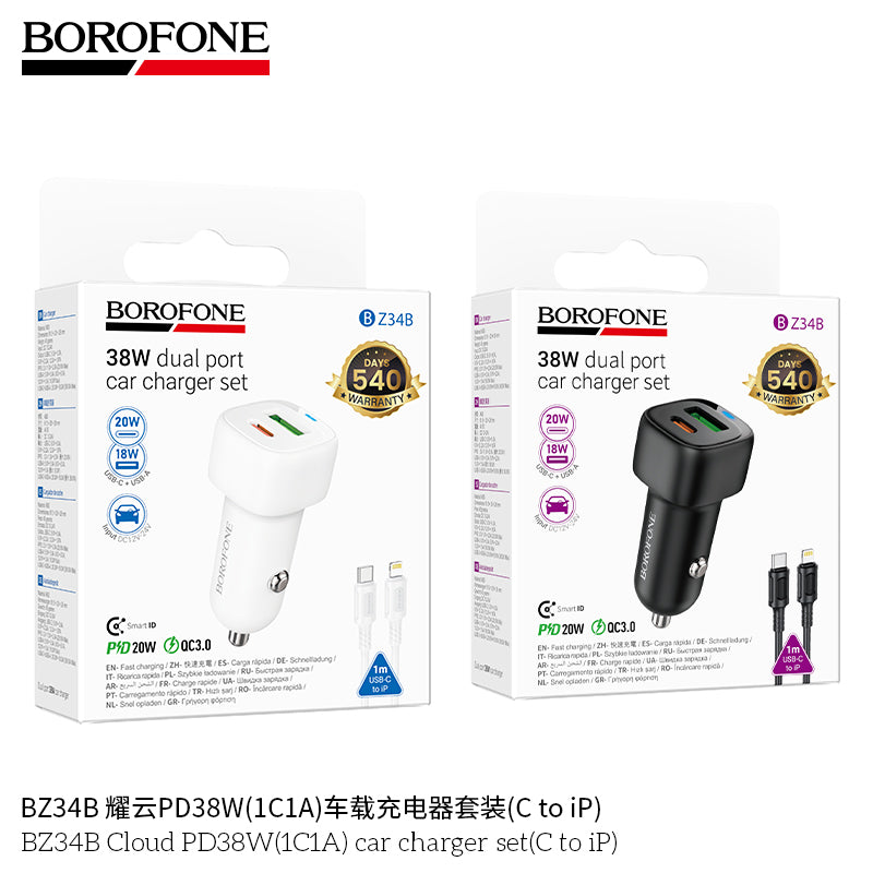 BOROFONE BZ34B PD38W Type-C and USB-A Car Fast Charger