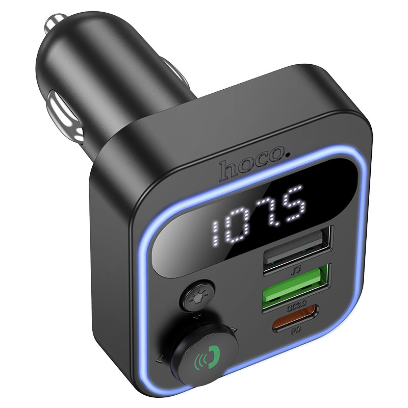 HOCO E85 38W PD20W+QC3.0 Car Charger with Bluetooth + FM Transmitter, RGB Light