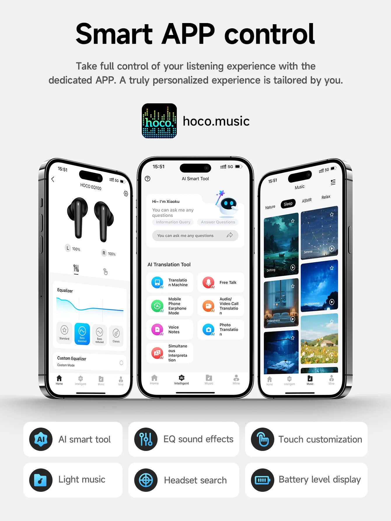 HOCO EQ100 Smart AI Translation Bluetooth Headset