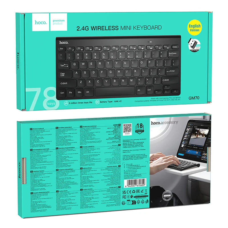 HOCO GM70 2.4G Wireless Mini Keyboard