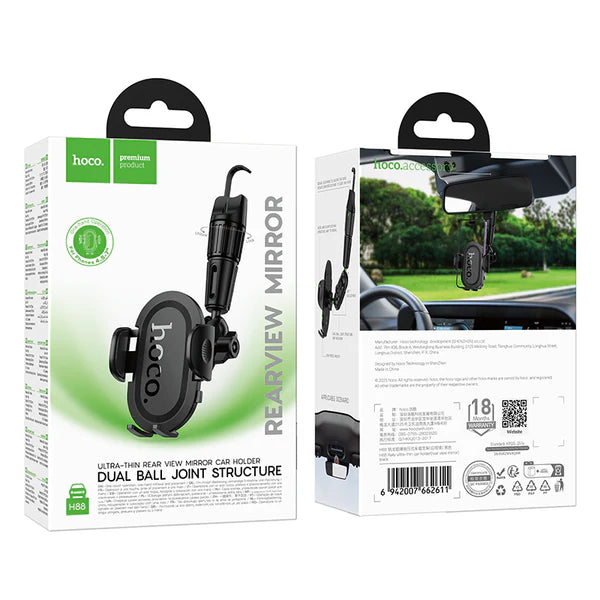 HOCO H88 Ultra-thin Push-Type Car Holder for Rear View Mirror
