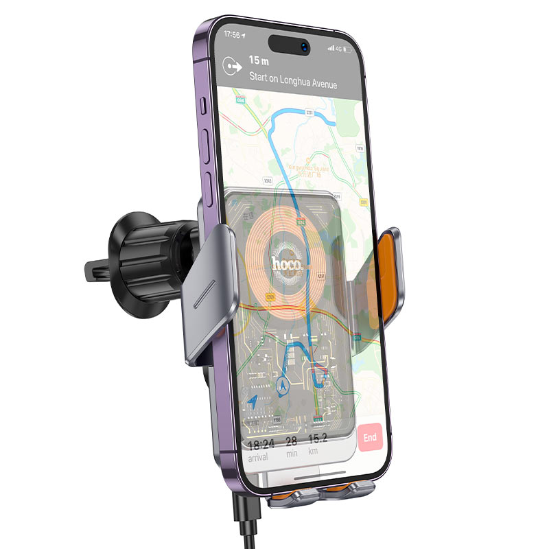 HOCO HW7 Transparent Wireless Fast Charging Car Holder for Air Outlet