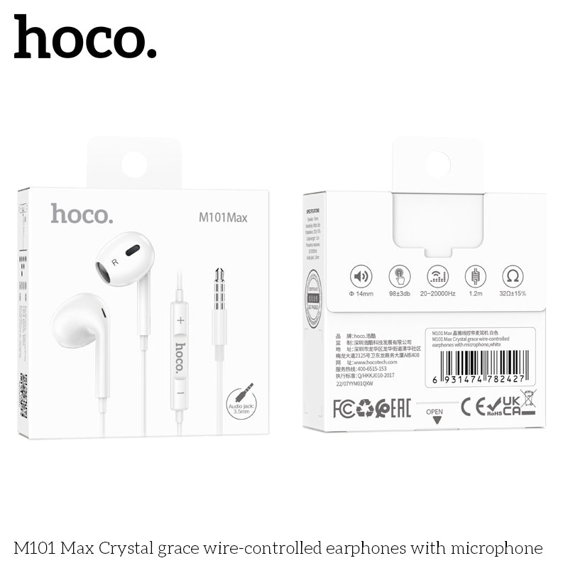 HOCO M101 Max 3.5mm Jack Wire-Controlled Earphones with Microphone
