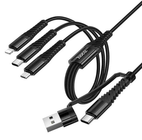 HOCO X123 USB-A/Type-C to Lightning, Type-C and Micro USB 3 in 2 Charging Cable 1 Meter