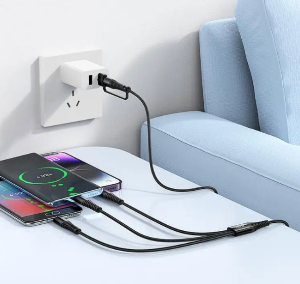 HOCO X123 USB-A/Type-C to Lightning, Type-C and Micro USB 3 in 2 Charging Cable 1 Meter