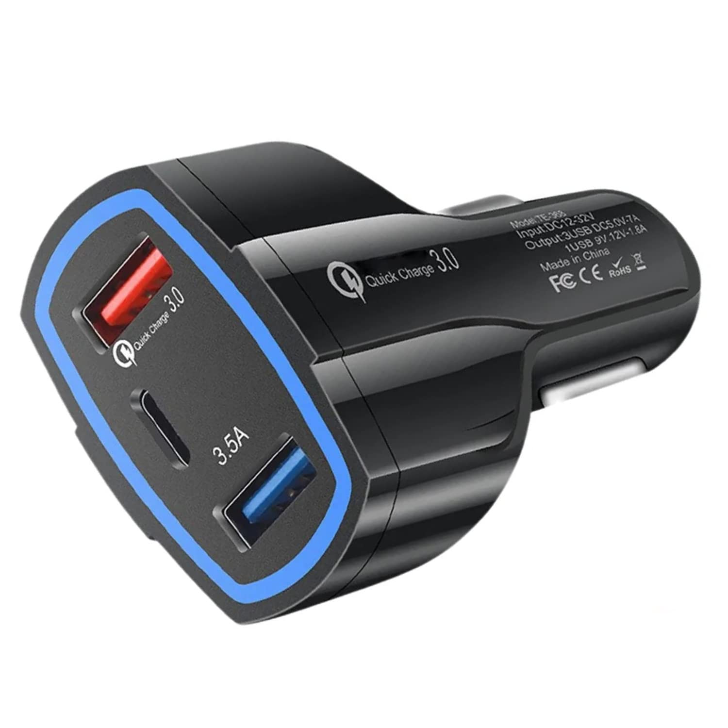 TE-368 35W 2 x USB-A + Type C Port Car Charger