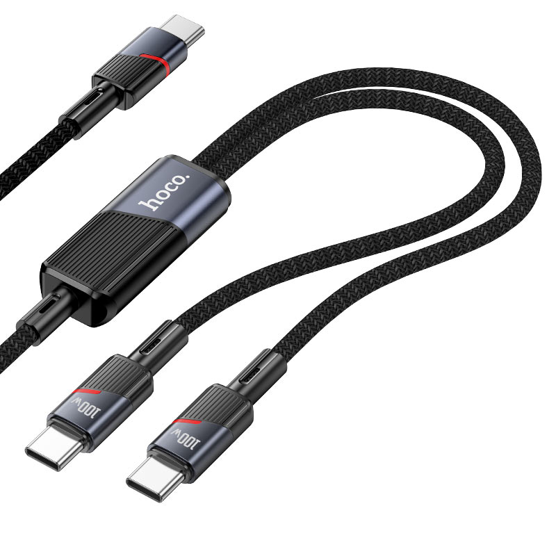 HOCO U139 100W Type-C to Type-C and Type-C Fast Charging Data Cable 1.2m