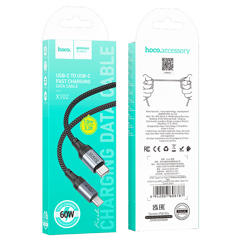 HOCO X102 Charging Data Cable (C to L, C to C, A to C, A to L) 1 Meter