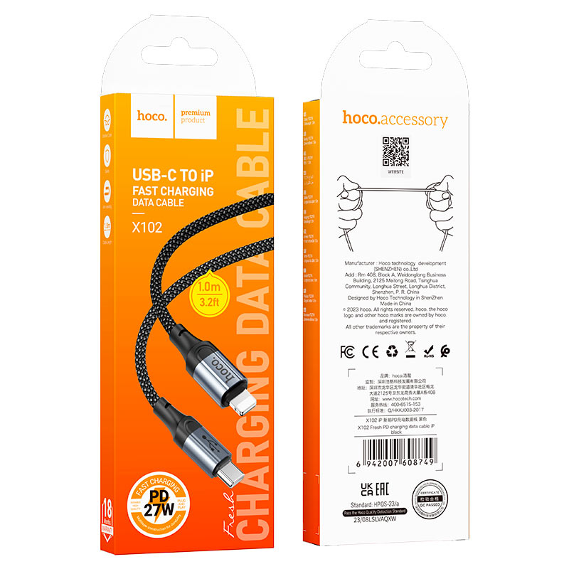 HOCO X102 Charging Data Cable (C to L, C to C, A to C, A to L) 1 Meter