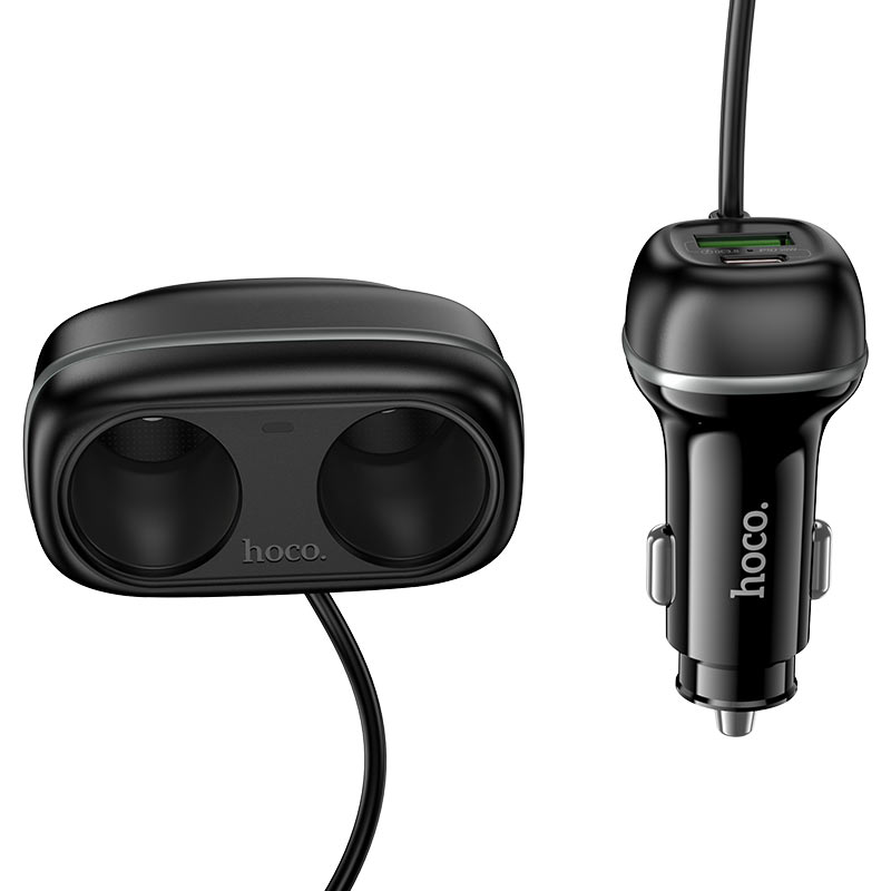 HOCO Z59 48W Dual Port Type-C + USB-A + 2×Cigarette Lighter Slot Car Charger