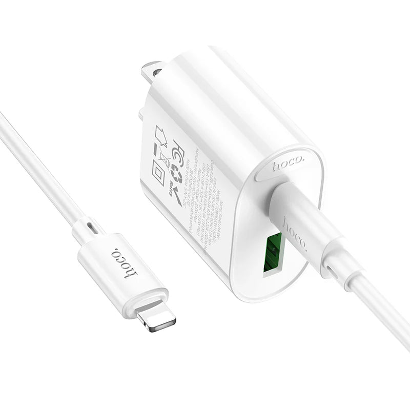 HOCO C109 PD20W + QC3.0 Dual-port Charger Set (C to C, C to L Cable)