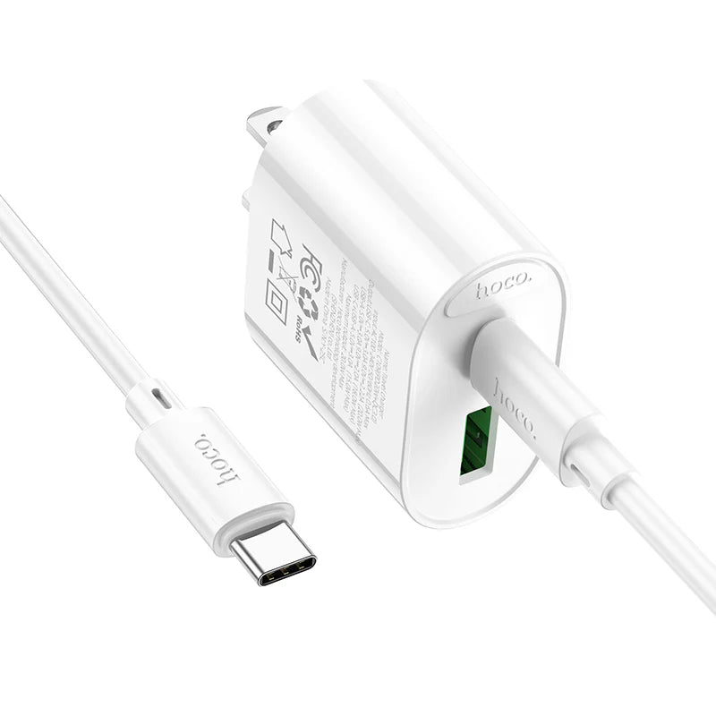 HOCO C109 PD20W + QC3.0 Dual-port Charger Set (C to C, C to L Cable)
