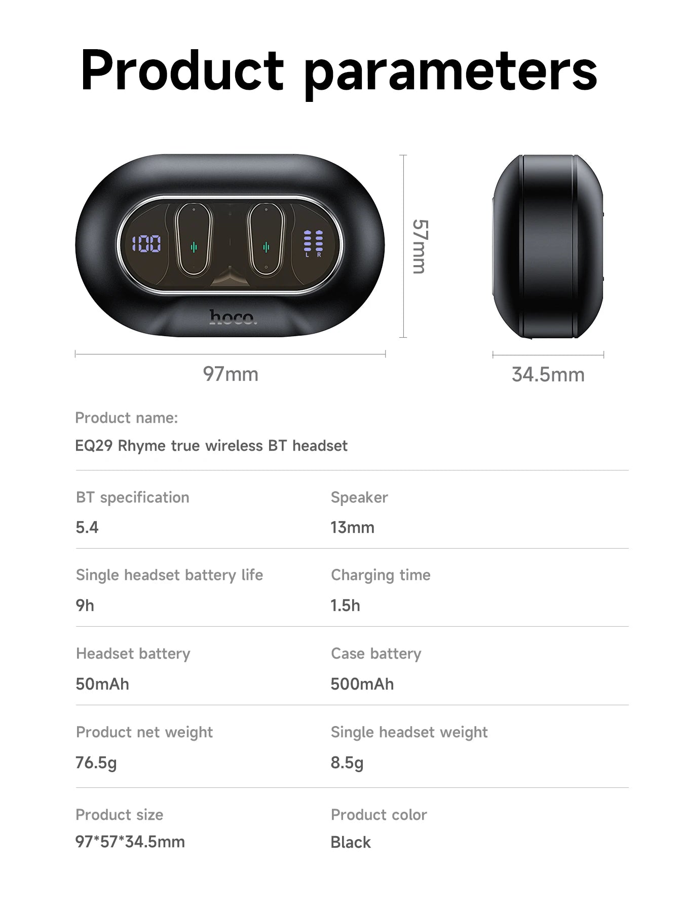 HOCO EQ29 Ear Hook Wireless Bluetooth 5.4 Earbuds