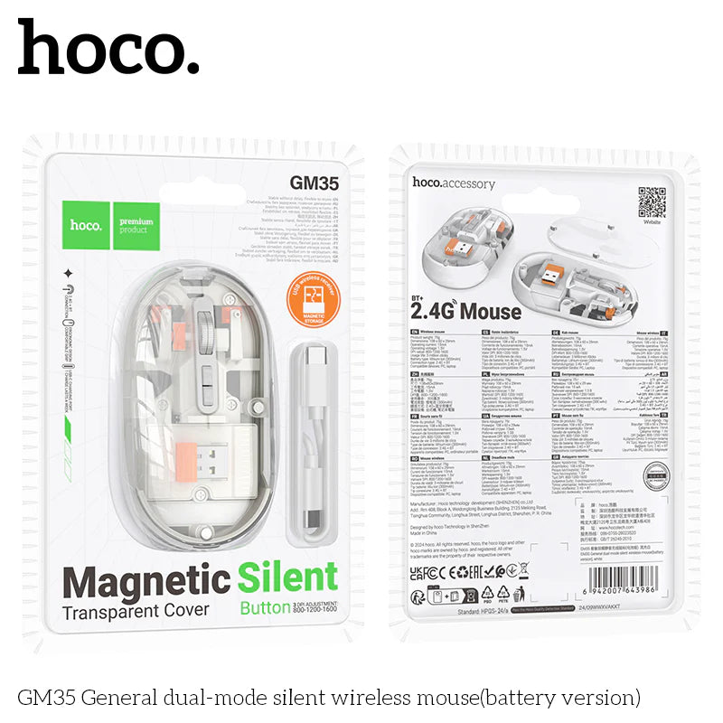 HOCO GM35 Dual Mode Silent Wireless Mouse Rechargeable