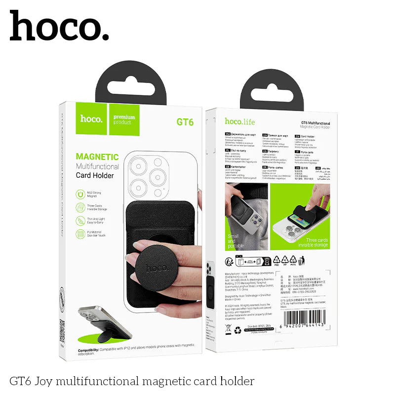 HOCO GT6 Multifunctional Magnetic Card  Holder Black