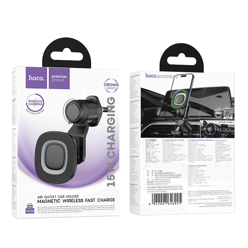 HOCO HW30 Wireless Charging Car Holder for Air Outlet