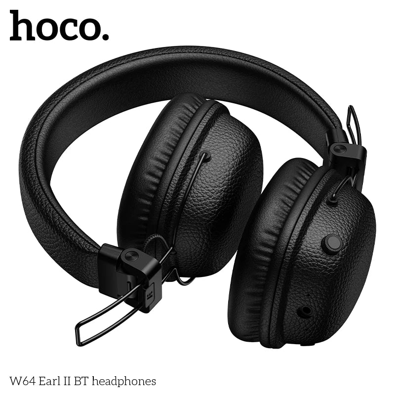 HOCO W64 Over Ear Bluetooth 5.4 Headsets Wireless Big Earphone Leather