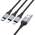 HOCO X102 3-in-1 Charging Data Sync Cable 1m (Lightning / Micro-USB / Type-C)