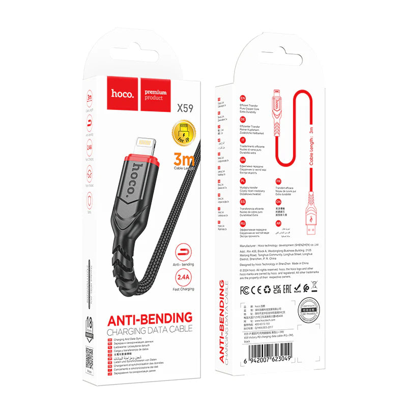 HOCO X59 Charging Data Cable (C to L, C to C, A to C, A to L) 3 Meter