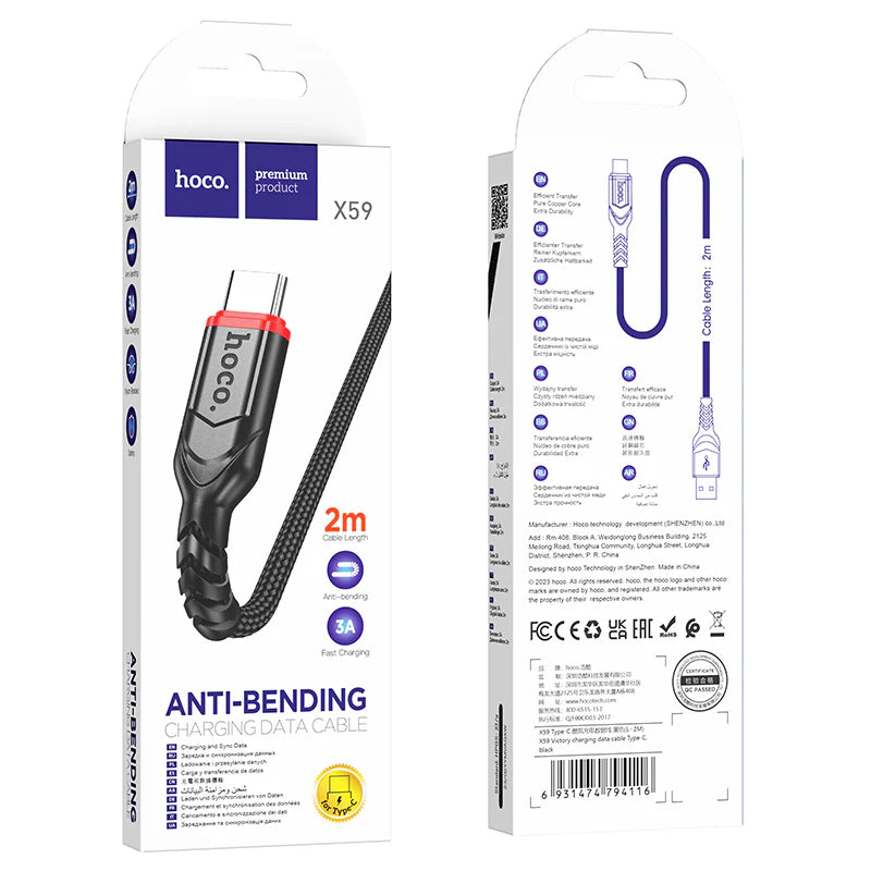 HOCO X59 Charging Data Cable (C to L, C to C, A to C, A to L) 2 Meter