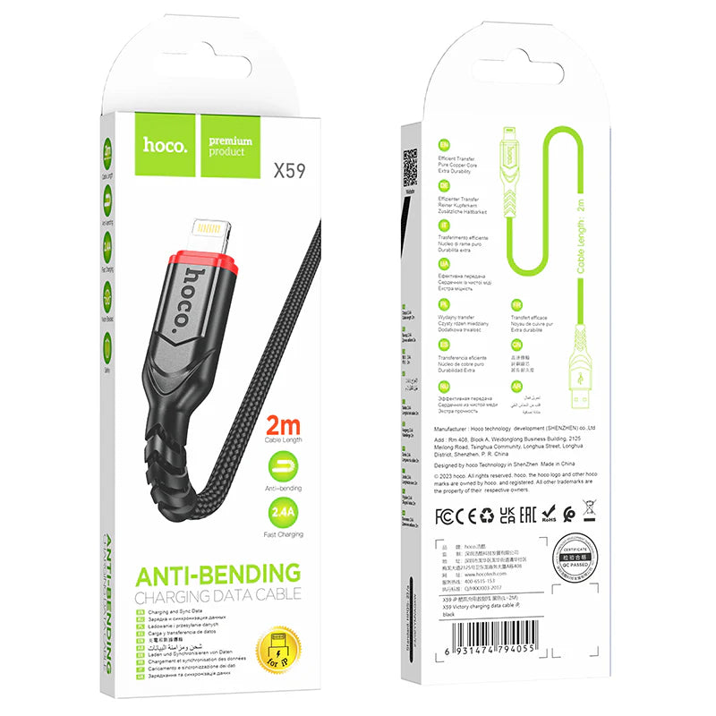 HOCO X59 Charging Data Cable (C to L, C to C, A to C, A to L) 2 Meter